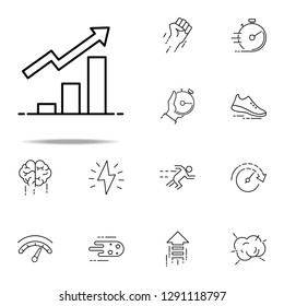 raising indicators of the schedule icon. Speed icons universal set for web and mobile