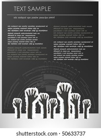 raising paper hands background