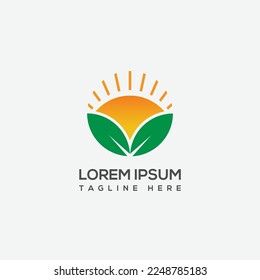 Raising sun with leaf logo design