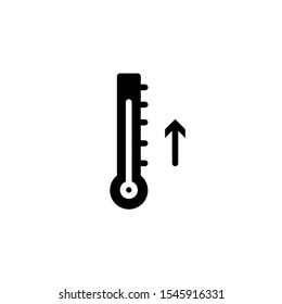 Raising the temperature line and glyph icon, weather and climate, thermometer sign, vector graphics, a linear pattern on a white background, eps 10.