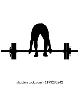 Raising Weights, Silhouette on White Background