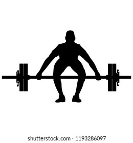 Raising Weights, Silhouette on White Background