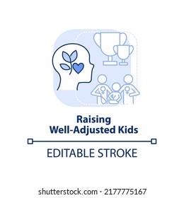 Raising well adjusted kids light blue concept icon. Benefit of same-sex parenting abstract idea thin line illustration. Isolated outline drawing. Editable stroke. Arial, Myriad Pro-Bold fonts used