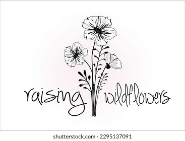 raising  wildflower hand drawndesign vector design 