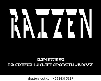 RAIZEN, Modern condensed elegant and stencil sans serif display font vector.