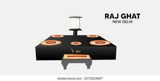 Raj Ghat new delhi vector illustration on white isolated