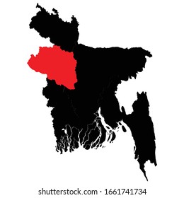 Raj Shahi Division highlighted on Bangladesh map Vector EPS 10
