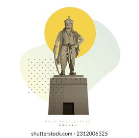 Raja Bhoj Statue - City of Bhopal - Stock Icon as EPS 10 File