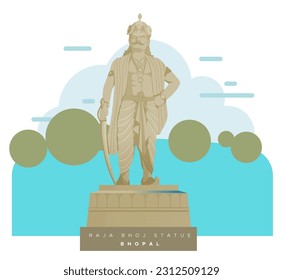Raja Bhoj Statue - City of Bhopal - Stock Icon as EPS 10 File