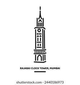 Rajabai Clock Tower, Mumbai University illustration icon.