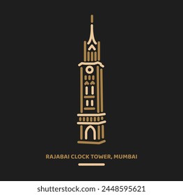 Rajabai Clock Tower Mumbai University illustration vector icon.