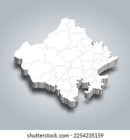 Rajasthan 3d district map is a state of India