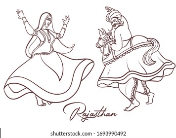 Rajasthan folk dance vector illustration