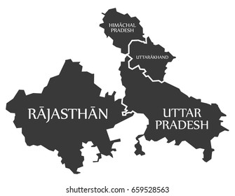 Rajasthan Himachal Pradesh Uttarakhand Uttar Pradesh Stock Vector ...