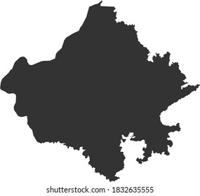 Mapa del estado indio de Rajastán. Fondo gris oscuro. Diseño gráfico de conceptos empresariales.
