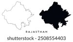 Rajasthan map outline and black silhouette vector