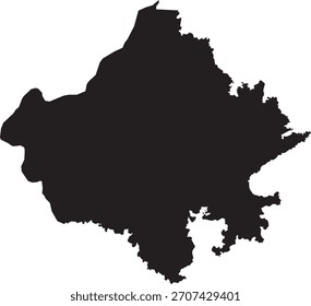 Rajasthan Map Silhouette Isolated State of India