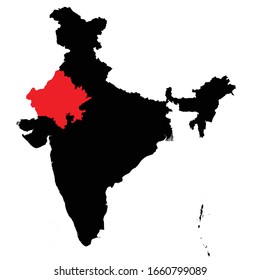 Estado de Rajastán resaltado en el mapa vector de India EPS 10