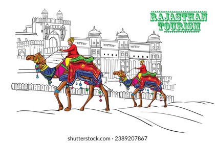 Ilustración vectorial del turismo de Rajastán en la India