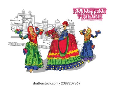 Rajasthan tourism India vector illustration