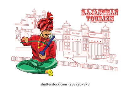 Rajasthan tourism India vector illustration