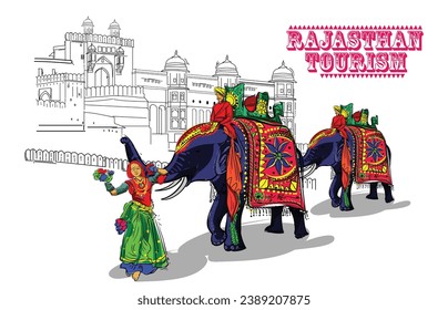 Rajasthan tourism India vector illustration