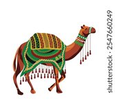 rajasthani camel flat style design illustration used for hindu or indian wedding invitation cards 