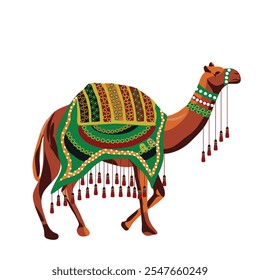 ilustração de design de estilo plano de camelo rajasthani usada para cartões de convite de casamento hindu ou indiano 