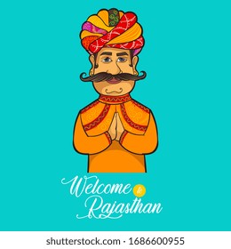 Rajasthani man in traditional costume vector cartoon illustration  