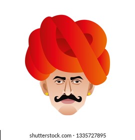 Rajasthani Rabari man face close up isolated
