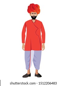 rajasthani traditional dress male standing isolated vector illustration