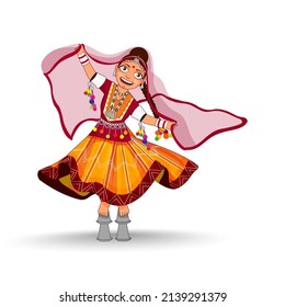 Rajasthani Young Girl Doing Performance In Traditional Dress.