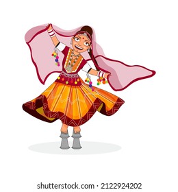 Rajasthani Young Girl Giving Performance In Traditional Dress.