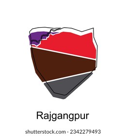 Rajgangpur City of India Country map vector illustration design template, vector with outline graphic sketch style on white background