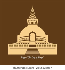 RAJGIR BIHAR: Vishwa Shanti Stupa (Peace Pagoda) in Rajgir, Bihar Vector Graphics 