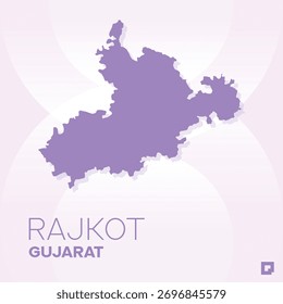 Rajkot District Map, Gujarat, India – Editable Vector Outline.