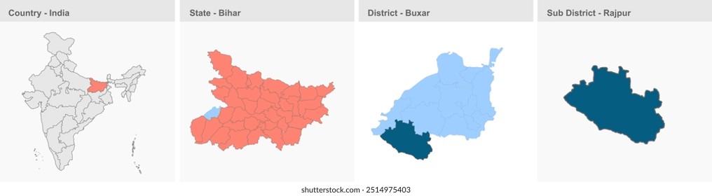 Rajpur map (District Buxar,State Bihar, Republic of India), Buxar District, Bihar State, Republic of India, Government of Bihar, Indian territory, Eastern India, politics, village, tourism