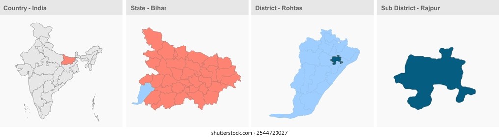 Mapa de Rajpur (Distrito de Rohtas, Estado de Bihar, República da Índia), Distrito de Rohtas, Estado de Bihar, República da Índia, Governo de Bihar, território indiano, Índia Oriental, política, aldeia, turismo