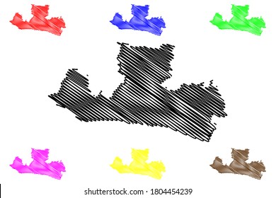 Rajshahi City (Peoples Republic of Bangladesh) map vector illustration, scribble sketch City of Rampur Boalia map