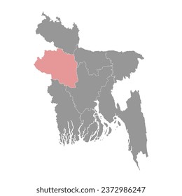 Rajshahi division map, administrative division of Bangladesh.