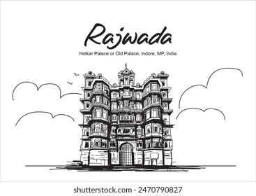 Rajwada Holkar Palace or Old Palace, Indore, Madhya Pradesh, India