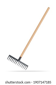 Rake - agricultural tool. Vector icon isolated on white background