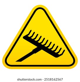 Rake ahead warning sign, do not step forewarn symbol