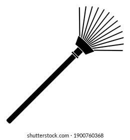 Rake black silhouette icon isolated on white background. Gardening tool. Simple icon. Clean and modern vector illustration for design, web, app, infographic.