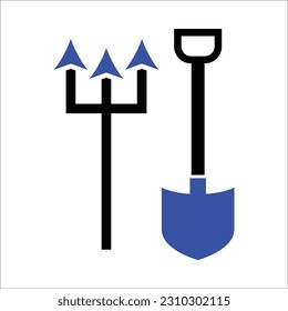 Rake And Broom Halloween Icon , Vector Graphics