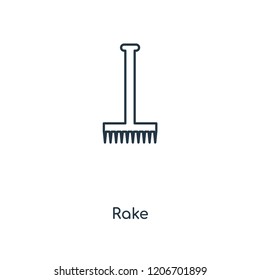 Rake concept line icon. Linear Rake concept outline symbol design. This simple element illustration can be used for web and mobile UI/UX.