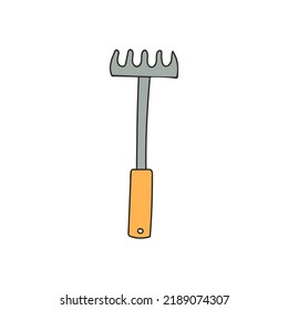 Rake-Doodle-Illustration in Vektorgrafik. Rake bunter Symbol in Vektorgrafik.