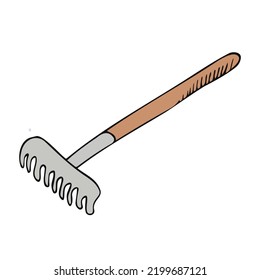 Rake-Doodle-Illustration in Vektorgrafik. Rake bunter Symbol in Vektorgrafik.