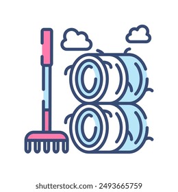 Rake Filled Color Icon, Vector illustration