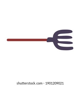 Rake or fork. Isolated instruments and tools for gardening. Agriculture or horticulture. Weeders or spade made of metal and wood. Scoop for kids. Flat and cartoon style. Garden care